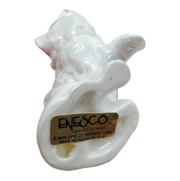 Vintage Enesco cat kitten pearl glaze figurine - Picture 4 of 8